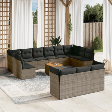 vidaXL 14 részes szürke polyrattan kerti ülőgarnitúra párnákkal kerti bútor