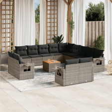vidaXL 14 részes szürke polyrattan kerti ülőgarnitúra párnákkal kerti bútor