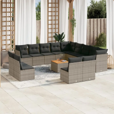 vidaXL 14 részes szürke polyrattan kerti ülőgarnitúra párnákkal kerti bútor