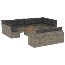 vidaXL 14 részes szürke polyrattan kerti ülőgarnitúra párnákkal (3224366) kerti bútor