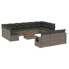 vidaXL 14 részes szürke polyrattan kerti ülőgarnitúra párnákkal (3224807) kerti bútor