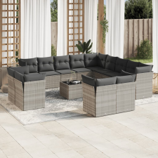 vidaXL 14 részes világosszürke polyrattan kerti ülőgarnitúra párnával kerti bútor