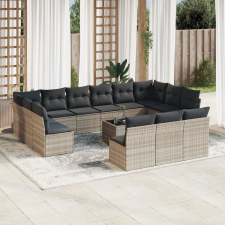 vidaXL 14 részes világosszürke polyrattan kerti ülőgarnitúra párnával kerti bútor