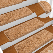 vidaXL 15 db bézs lépcsőszőnyeg 65x21x4 cm lakástextília