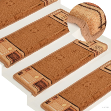 vidaXL 15 db bézs öntapadó lépcsőszőnyeg 65x21x4 cm lakástextília