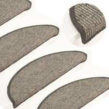 vidaXL 15 db bézs-szürke öntapadó lépcsőszőnyeg 56x17x3 cm lakástextília
