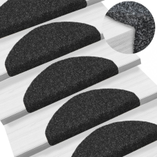 vidaXL 15 db fekete, öntapadós lépcsőszőnyeg 65 x 21 x 4 cm lakástextília