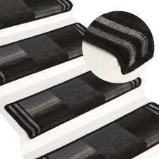 vidaXL 15 db fekete-szürke öntapadó lépcsőszőnyeg 65 x 25 cm lakástextília