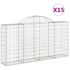 vidaXL 15 db íves horganyzott vas gabion kosár 200x30x100/120 cm (3146123) kerti tárolás