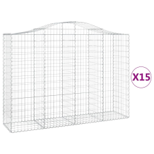 vidaXL 15 db íves horganyzott vas gabion kosár 200x50x140/160 cm (3145695) kerti tárolás