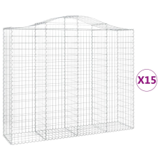 vidaXL 15 db íves horganyzott vas gabion kosár 200x50x160/180 cm (3145716) kerti tárolás