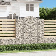 vidaXL 15 db íves horganyzott vas gabion kosár 200x50x200/220 cm kerti tárolás
