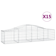 vidaXL 15 db íves horganyzott vas gabion kosár 200x50x40/60 cm (3145590) kerti tárolás