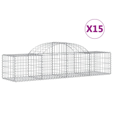 vidaXL 15 db íves horganyzott vas gabion kosár 200x50x40/60 cm (3146270) kerti tárolás