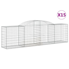 vidaXL 15 db íves horganyzott vas gabion kosár 300x50x80/100 cm (3146695) kerti tárolás