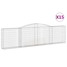 vidaXL 15 db íves horganyzott vas gabion kosár 400x30x100/120 cm (3146875) kerti tárolás