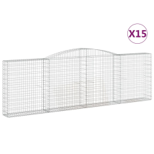 vidaXL 15 db íves horganyzott vas gabion kosár 400x30x120/140 cm (3146888) építőanyag