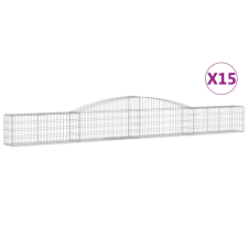 vidaXL 15 db íves horganyzott vas gabion kosár 400x30x40/60 cm (3146836) kerti tárolás
