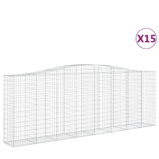 vidaXL 15 db íves horganyzott vas gabion kosár 400x50x140/160 cm (3145991) kerti tárolás