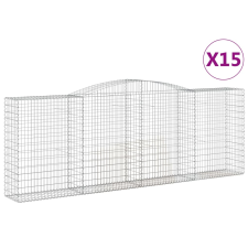 vidaXL 15 db íves horganyzott vas gabion kosár 400x50x140/160 cm (3147031) kerti tárolás