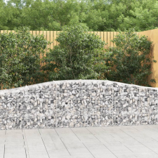 vidaXL 15 db íves horganyzott vas gabion kosár 400x50x60/80 cm kerti tárolás