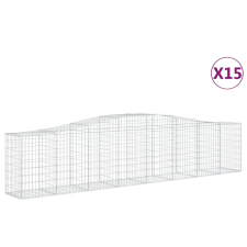 vidaXL 15 db íves horganyzott vas gabion kosár 400x50x80/100 cm (3145952) kerti tárolás