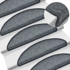 vidaXL 15 db sötétszürke lépcsőszőnyeg 56 x 17 x 3 cm lakástextília