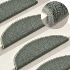 vidaXL 15 db sötétzöld lépcsőszőnyeg 65 x 24 x 4 cm lakástextília