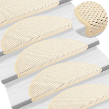 vidaXL 15 db szizál hatású krémszínű öntapadó lépcsőszőnyeg 65x21x4 cm lakástextília