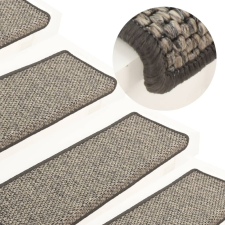 vidaXL 15 db szizál hatású szürke-bézs lépcsőszőnyeg 65 x 25 cm lakástextília