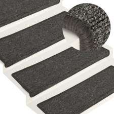 vidaXL 15 db szürke-fekete lépcsőszőnyeg 65 x 25 cm lakástextília
