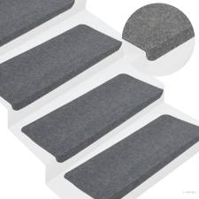 vidaXL 15 db szürke öntapadó lépcsőszőnyeg 65x24,5x3,5 cm lakástextília