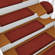 vidaXL 15 db tűvel lyuggatott piros szövet lépcsőszőnyeg 65 x 25 cm lakástextília