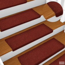 vidaXL 15 db tűvel lyuggatott piros szövet lépcsőszőnyeg 65x21x4 cm lakástextília