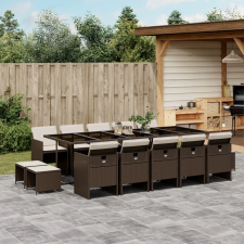 vidaXL 15 részes barna polyrattan kerti ülőgarnitúra párnákkal kerti bútor