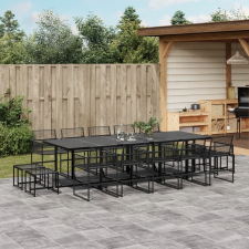 vidaXL 15 részes fekete polyrattan kerti étkezőgarnitúra kerti bútor