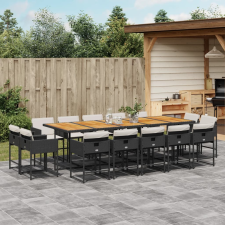 vidaXL 15 részes fekete polyrattan kerti étkezőgarnitúra párnákkal kerti bútor