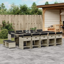 vidaXL 15 részes szürke polyrattan kerti étkezőgarnitúra párnákkal kerti bútor