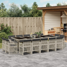 vidaXL 15 részes szürke polyrattan kerti étkezőgarnitúra párnákkal kerti bútor