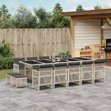 vidaXL 15 részes szürke polyrattan kerti étkezőgarnitúra párnákkal kerti bútor