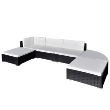 vidaXL 16 db-os polyrattan kerti ülőgarnitúra fekete kerti bútor