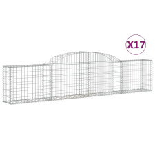 vidaXL 17 db íves horganyzott vas gabion kosár 300x30x60/80 cm (3146498) kerti tárolás