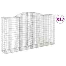 vidaXL 17 db íves horganyzott vas gabion kosár 300x50x160/180 cm (3146768) kerti tárolás