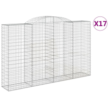 vidaXL 17 db íves horganyzott vas gabion kosár 300x50x180/200 cm (3146786) kerti tárolás