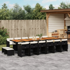 vidaXL 17 részes fekete polyrattan kerti étkezőgarnitúra párnákkal kerti bútor