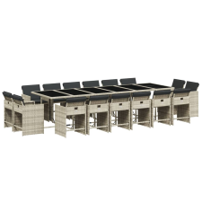 vidaXL 17 részes szürke polyrattan kerti étkezőgarnitúra párnákkal kerti bútor