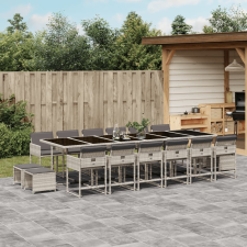 vidaXL 17 részes szürke polyrattan kerti étkezőgarnitúra párnákkal kerti bútor