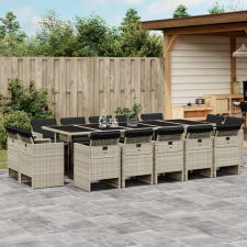vidaXL 17 részes szürke polyrattan kerti étkezőgarnitúra párnákkal kerti bútor