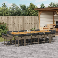 vidaXL 17 részes szürke polyrattan kerti étkezőgarnitúra párnával kerti bútor