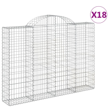 vidaXL 18 db íves horganyzott vas gabion kosár 200x30x140/160 cm kerti tárolás